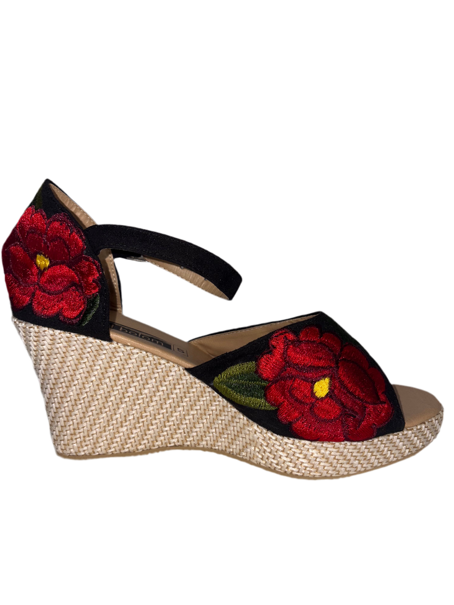 Handcrafted Wedge Sandals with Floral Embroidery (Sandalias artesanales de plataforma con bordado floral)